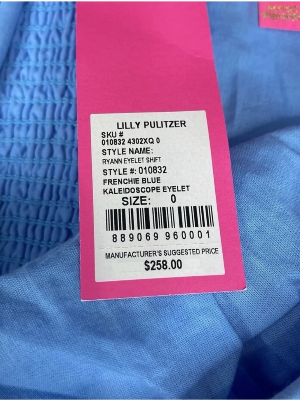 NWT Lilly Pulitzer Ryann Eyelet Shift Dress Frenchie Blue - Picture 14 of 14